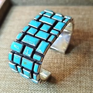 Large Sterling Silver Turquoise Cuff